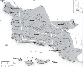 Map of the Chumashan languages