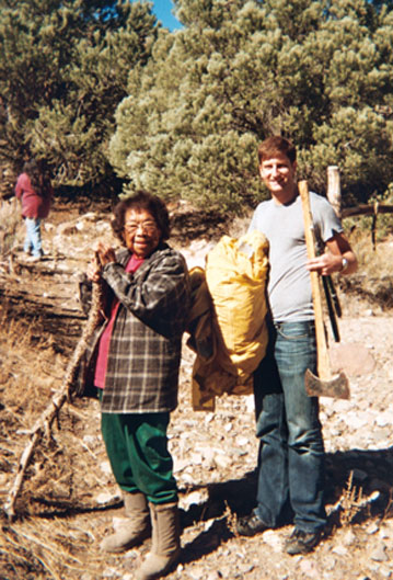Michael Houser and Madeline Stevens, hands-on fieldwork picking pinenuts, 2009