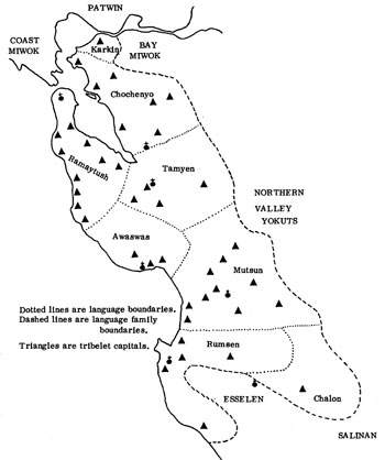 Map of the Ohlone languages