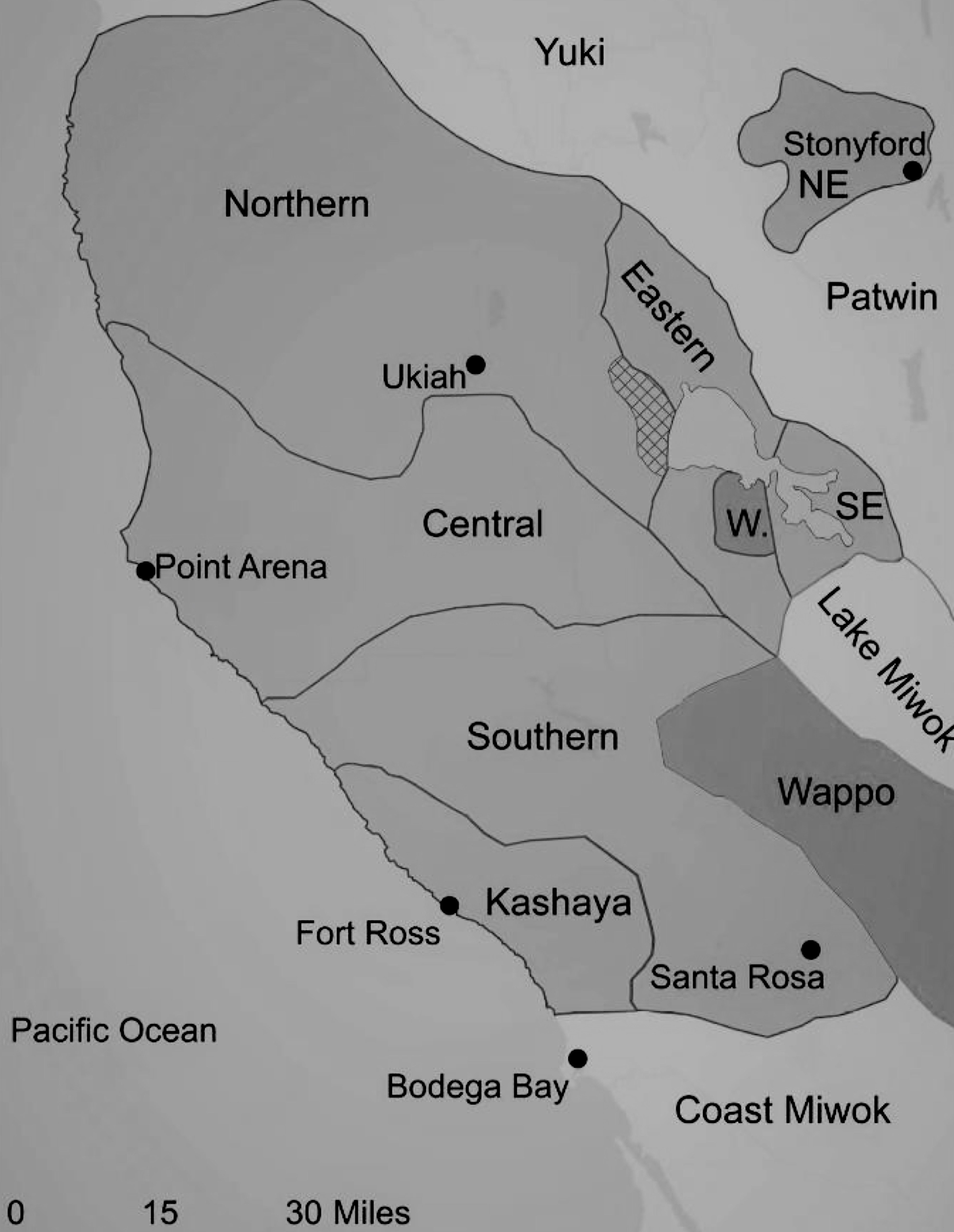 Map of the Pomoan languages