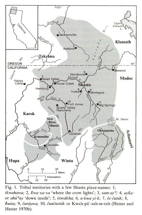 Map of the Shastan languages