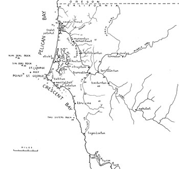 Map of Tolowa speaking areas